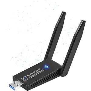 Aigital Adattatore WiFi USB AC1300Mbps, Chiavetta Wireless per PC Fisso, Scheda di Rete, 2.4g/5g Dual Band Antenna wifi usb, USB 3.0, WPA2,MU-MIMO per Windows 11/10/8/7/Vista Mac OS X