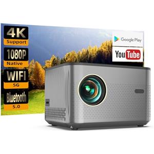 ANKOUJA Proiettore 4K Supportato, ANKOUJA Videoproiettore Portatile WiFi Bluetooth Full HD 1080P Nativo per iOS iPhone, Android Smartphone, Fire TV Stick, PC, Latop