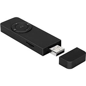 PUSOKEI Lettore Musicale, Chiavetta USB MP3 con Auricolari da 3,5 Mm/1,4 Pollici, Lettore MP3 con Cordino, Espandibile Fino a 32 GB(Nero)