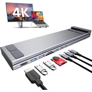 Mukiya Docking station per laptop USB-C, hub 7 in 1 con HDMI 4K, 2 USB 3.1, 100 W PD, dock universale per MacBook Pro/Air/Dell/HP/Surface/Lenovo