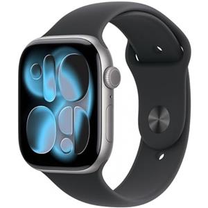 Apple Orologio Serie 11 GPS + Cellular 42mm Smartwatch con Cassa in Alluminio Grigio Spazio con Cinturino Sportivo Nero S/M. Punteggio del sonno, Fitness Tracker, Monitoraggio della salute, Display