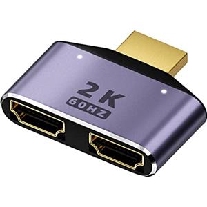 QIANRENON Splitter HDMI 1 in 2 Uscite - Adattatore Bi-direzionale 2K@60Hz - Selettore 2 in 1 HD Display Con Luce LED (Non Supportato Display Simultaneo)