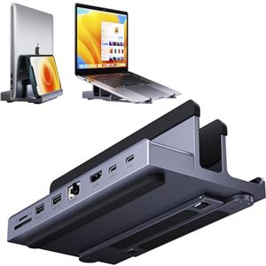 QUUGE Docking Station USB C, QUUGE 8 in 1 con HDMI 4K@60Hz, 2 x USB 3.0, PD 100W, SD/TF, Ethernet - Laptop Docking Station con Supporto Stand & Organizzazione Cavi -MacBook Dock per Air/Pro M3, Dell XPS, HP