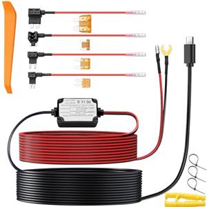 eSynic Kit Trasformatore Step-Down con Filo Rigido 3.5m per Dash Cam Centralina 12V-24V a 5V Hardwire Type C USB con Portafusibili Mini ACS ATO Micro2 per Dashcam da Auto Camion SUV