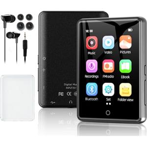 PINHUI 64 GB Lettore MP3 Bluetooth 5.3 Lettore musicale portatile touchscreen da 2,8 Lettore mp3 per bambini con altoparlante, radio FM, registratore, contapassi, video, e-book
