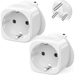 PABANCE Set di 2 adattatori da viaggio per Sudafrica, tipo M, da EU a SA (max 4000 W/16 A), spina da viaggio universale per Sudafrica, Namibia, Botswana, Lesotho, Eswatini, Sri Lanka e Ghana, bianco