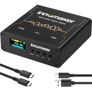 innomaker DAC USB HiFi/Amplificatore cuffie Uscite da 3,5 mm/XLR ES9038Q2M PCM 32Bit/768kHz o DSD256 Display spettro audio FFT Scheda audio per PC/Laptop/SBC (non supportato su Mac OS)