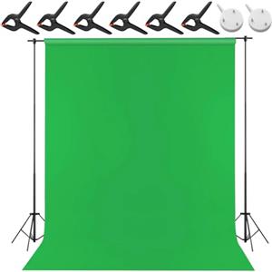 Sporgo Green Screen Background 200 x 300 cm - Sfondo fotografico a schermo verde, lavabile con 6 morsetti, per foto e video