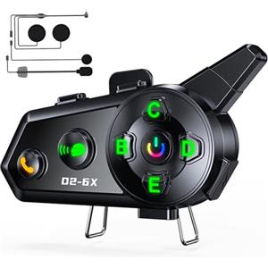 Greatzer Interfono Moto Casco Auricolare Bluetooth Casco Moto Coppia con Doppio Chip per Multitasking Audio Cuffie 1000M Sistema di Comunicazione Casco 2 a 6 Motociclisti Compatibile con Tutti i Caschi