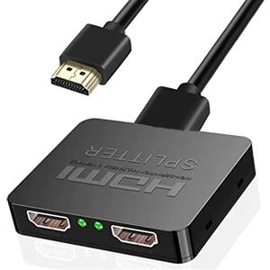 Yiany Splitter HDMI 1 in 2 Out 4K 3D HDMI Distributor Adattatore 1 a 2 Way per doppio monitor, 2 porte hub cavo per PS3/4, Xbox, Sky, DVD, HDTV, proiettore