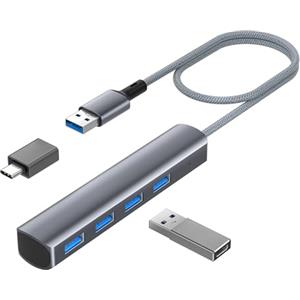 Elebase Hub USB 3.0 con 4 Porte,Sdoppiatore Multi USB con Cavo da 20cm | Splitter Multiporta 5Gbps USB C a USB Adattatore OTG per MacBook PC iMac Surface Pro Laptop Desktop PS5 Dell Chiavetta Flash