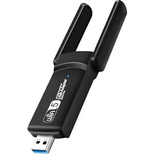 Aigital Adattatore USB WiFi 1300Mbps - Scheda di rete Wireless Dual Band 2.4/5GHz Antenna Wi-Fi, MU-MIMO, USB 3.0, Chiavetta per PC fisso - Driver Autoinstallante Compatibile con Windows 10/11