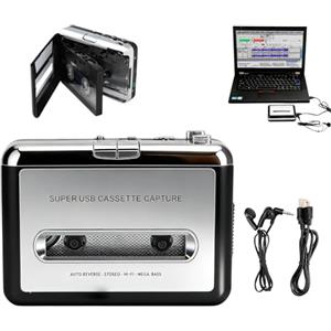 Ouitble Lettore di Cassette Stereo Portatile Adattatore convertitore Nastro USB a MP3 con Cavo USB e Auricolare per Gli Amanti della Musica Appassionati di Vintage