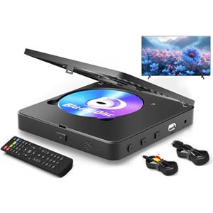 JRIHZ Lettore Blu Ray 1080P Lettore di Dischi Blu Ray per Home Cinema Riproduce Tutti i DVD e Blu Ray Regione B 2 Supporta Chiavetta USB 128GB con Uscita HDMI e AV Incluso Convertitore PAL NTSC e Cavo di