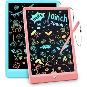 BlueSwan Lavagna magica per bambini, 2 pezzi da 10 pollici, lavagna da disegno cancellabile, giocattolo educativo per bambini dai 3 ai 7 anni, rosa + blu