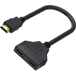 SEMINISMAR Adattatore Splitter HDMI, 1080P, 1 in 2 Out, Nero, 30 cm