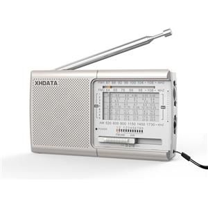 XHDATA D219 Radio portatile retrò FM/AM/SW, in esecuzione a batterie, per la casa, il campeggio e l'escursionismo, beige