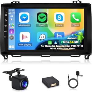 Techschermo [2+64G]Autoradio Android 13 per Mercedes Benz Classe A/B/V Vito Viano Sprinter 2500 3000 W169 B200 W639 con Wireless Carplay e Android Auto - Radio touchscreen da 9 pollici con WiFi DSP EQ FM/RDS SWC