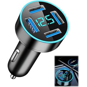 Tuwonwa 4-Porte Accendisigari USB C 66W QC3.0 & PD, Presa USB Accendisigari con Caricatore Telefono Auto Universale,Caricatore Type Auto Rapido con Voltmetro LED 12V/24V
