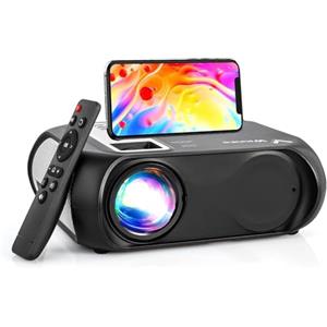 Winnes Videoproiettore Proiettore Portatile per Smart Home Theater 1080P HD WiFi Bluetooth Mini Proiettore per PC/Smartphone Compatibile con iOS&Android/PS4/TV/PPT/Home Cinema,con Lampada,Cavo AV&HDMI