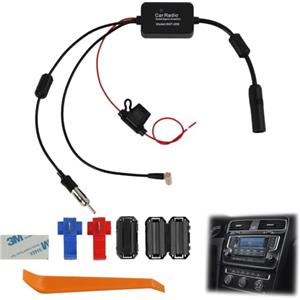 Eddrfy Adattatore DAB per Autoradio, DAB+ Splitter SMB a DIN con amplificatore integrato 15-20 dB, adattatore antenna per ricezione FM e DAB, collegamento stereo auto, facile installazione 12V