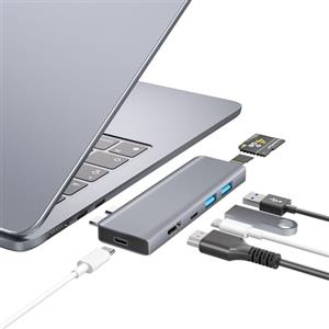 ZanBix USB C Hub, 7-in-2 USB Adattatore per MacBook Pro Air Thunderbolt 4 Dock HDMI 4K, 100W PD, 40Gbps, USB-C 3.0, 2 USB-A 3.0, Lettore Schede SD/TF, Compatibile con MacBook M1/M2/M3/M4 (Gray)