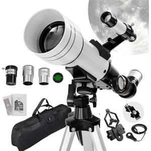 ClaeroruA Telescopio Astronomico da 70/400 mm per Principianti Adulti e Bambini, Telescopio Astronomico Rifrattore Con Adattatore per Telefono e Treppiede