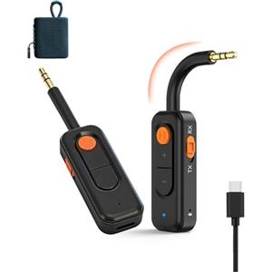 Ouitble Trasmettitore e ricevitore Bluetooth 5.4 2 in 1 Bluetooth AUX adattatore audio trasmettitore e ricevitore auto per PC, cuffie, autoradio, impianto stereo, console di gioco