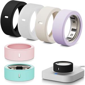 Hexasider [6 pezzi] Smart Ring Protector per Oura Ring Gen 4/4 Ceramic/Gen 3/Ultra Human Ring Cover protettiva in silicone elastico accessorio per anello Oura (S per 4/5/6/7)