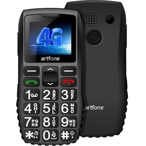 artfone C1+ 4G Telefono Cellulare per anziani | Tasto SOS, base di ricarica, altoparlante, chiamata rapida, Bluetooth, USB-C | Telefono robusto con annuncio dell'ora | Menù italiano | Grandi tasti