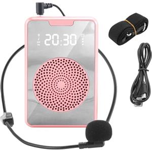 Jemcgrl Amplificatore vocale portatile per insegnanti con cuffie con microfono, altoparlante ricaricabile per allenamento, guida turistica, classe
