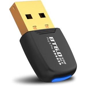 Suoxiom Adattatore Bluetooth 6.0 per PC, USB 6.0 Bluetooth Dongle, ricevitore trasmettitore wireless EDR per laptop, PC, auricolare