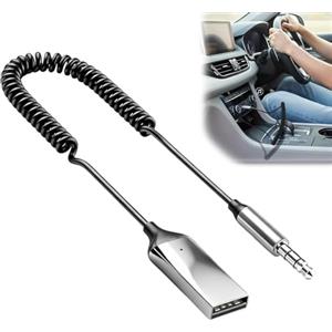 Bgfaquri Adattatore auto Bluetooth 5.4 con connettore AUX e USB da 3,5 mm, funzione vivavoce con microfono integrato, ricevitore auto Bluetooth 5.4, compatibile con autoradio, altoparlanti e amplificatori
