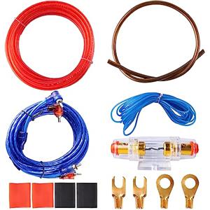 Bubuny Set di cavi per amplificatori per auto, 8GA, cavo amplificatore, amplificatore, cavo audio per auto, 1500 W, cavo audio per auto, set di installazione amplificatore, cavo