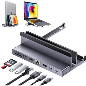 QUUGE Dock USB C, QUUGE 8 in 1 MacBook Dock con HDMI 4K@60Hz, 2x USB 3.0, Gigabit Ethernet, 100 W PD, SD/TF 3.0, Laptop Docking Station con supporto per MacBook Air/Pro M3, Dell