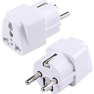 Fyearfly Convertitore da Ue A US/UK/AU Steckdosen, Adattatore per Presa di Corrente da Viaggio Ca da 250 V 2500 W, Adattatore per Convertitore di Spina/Presa Universale di Ricarica per Paesi Europei (Bianco)