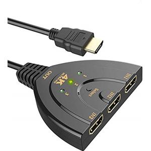 VKBAND Interruttore HDMI, 3 Porte 4K HDMI Switcher 3x1 Interruttore HDMI Splitter Pigtail Cavo Supporta Full HD 4K 1080P 3D Player