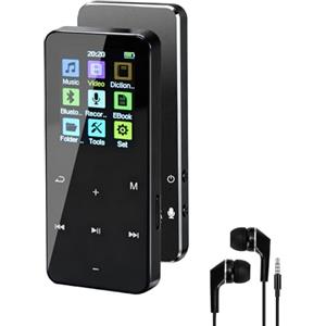 COVVY Lettore MP3 da 24 GB con Bluetooth, lettori audio MP3 Dgital con altoparlante, radio FM, lettore video, registratore vocale, funzione e-book, suono senza perdita di dati, auricolari inclusi