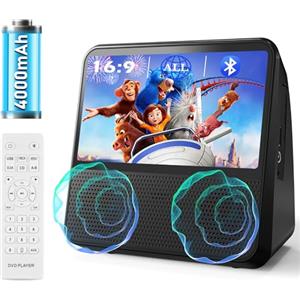 MAITE 4000mAh Ricaricabile Lettore DVD Portatile, schermo HD 9,8 Lettore DVD per Auto Region Free, Supporta DVD/CD/Bluetooth/AUX/RCA/USB, Timer, Controllo Luminosità, Musica Bluetooth, Telecomando