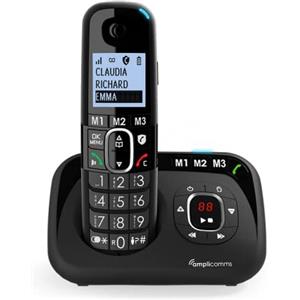 Amplicomms per Delta Telefono Cordless per Anziani Amplificato Suoneria 90db Volume 35dB + Segreteria Telefonica + Call Blocker per blocco chiamate indesiderate con Tasto aggiungi Black List + Vivavoce e Tasti Grandi