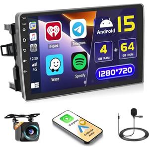 Hikity 4+64GB Android 15 Autoradio per Toyota Auris 2006-2011 con Wireless Carplay Android Auto, 10.1 Pollici Touch Screen con Navigatore GPS Bluetooth WiFi FM/RDS Retrocamera