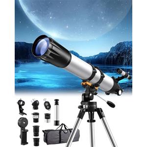 Bellanny Telescopio Astronomico per Adulti e Principianti - Apertura 90mm, 900mm Refrattori Telescopi Professionale, Telescope Portatile per Bambini con Treppiede, Adattatore Telefono, Filtro lunare