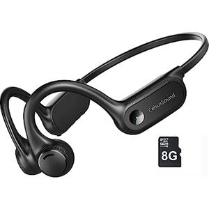 Generic Cuffie a conduzione ossea, auricolari aperti Bluetooth 5.2, impermeabili, con microfono, memoria 8G integrata, tipo C, 10 ore di riproduzione per corsa, palestra, ciclismo, allenamento, colore nero