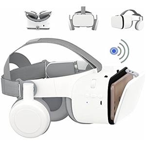 LONGLU Occhiali VR Bluetooth Cuffie VR per iPhone/telefono Samsung Occhiali 3D per realtà virtuale con telecomando wireless, Occhiali VR per film e giochi compatibili per telefoni Android/iOS (Bianco)