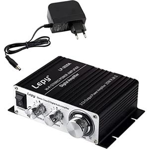 Fasizi LP-2020A Amplificatore digitale Hi-Fi stereo di classe D con alimentatore 3A per amplificatore motore auto -Nero
