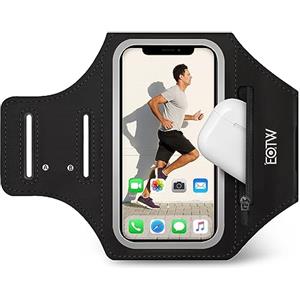 EOTW Fascia Da Braccio Porta Cellulare Con Borsa Auricolare, Regolabile Universale Portacellulare Per Correre Sweatproof Per iPhone Pro Max Plus Mini 15/14/13/12/11/X/XS/XR/8/7 Fino a 6.8 (Nero)
