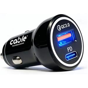 Cable Technologies Caricatore Auto USB C 38W, PD 20W + QC 3.0 18W, Caricabatterie Accendisigari Dual Port Ricarica Rapida per iPhone 17 16 15 14 13 Pro Max, Samsung S26 S25 S24 S23 Ultra, iPad