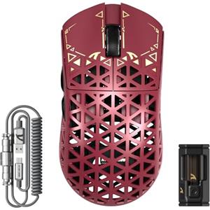 ATTACK SHARK R5 Ultra Mouse Gaming Wireless in Fibra di Carbonio 8000Hz, 39g SUPERLIGHT, 42000DPI, Sensore PAW3950MAX, Nordic 52840, Bluetooth/2.4G/USB-C Cabalto, 8K Cavo Spirale, per PC/Mac, Rosso