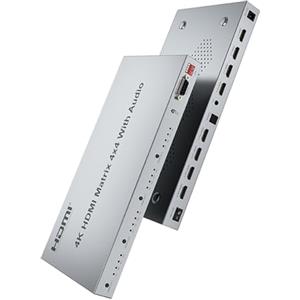 XYKJOBC Matrix HDMI 4X4 con Audio, 4K@30Hz Switch 4 in 4 Out con Estrattore Audio, Selettore Splitter Supporto HDR HDCP2.2 EDID