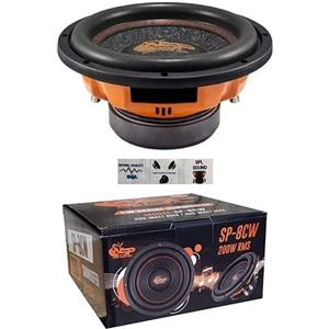 Generico KIT SET PER SP AUDIO SP-8CW SP8CW 20 1 subwoofer 20 cm 200 mm 8 diametro, doppia bobina, dvc 2+2 ohm, 200 watt rms 400 watt max, cofano, bagagliaio, auto, car, 1 pezzo + 3 sticker omaggio